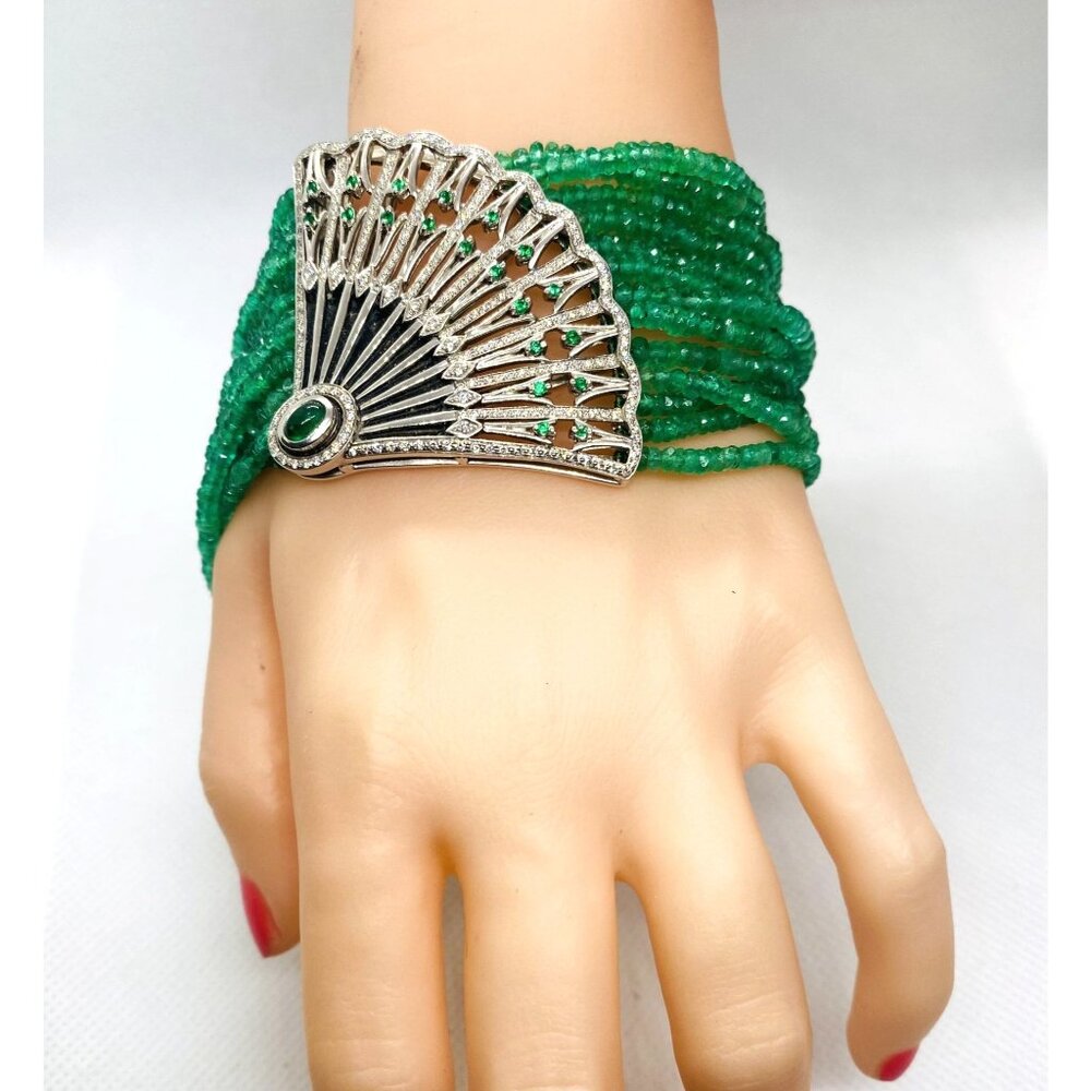 Ivanka Trump 18K 750 Emerald Diamond Lao Tong Collection Tassel Bracelet